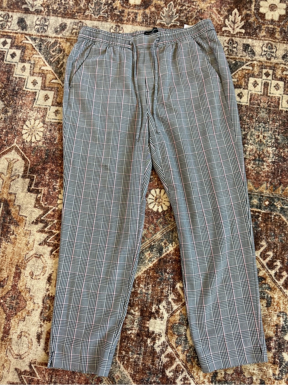 Banana Republic Black and White Plaid Trousers